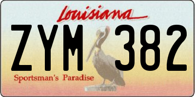 LA license plate ZYM382