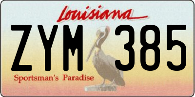 LA license plate ZYM385
