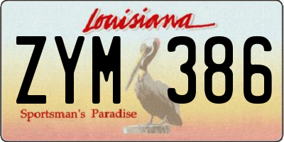 LA license plate ZYM386