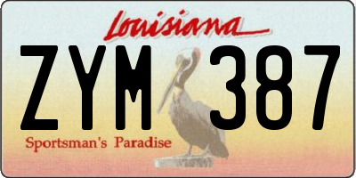 LA license plate ZYM387