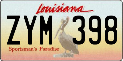 LA license plate ZYM398