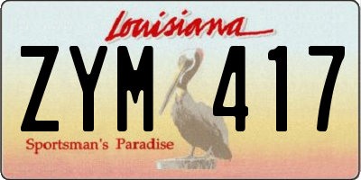 LA license plate ZYM417