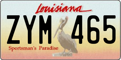 LA license plate ZYM465