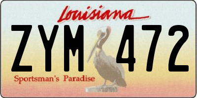 LA license plate ZYM472