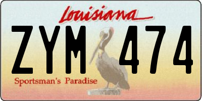LA license plate ZYM474