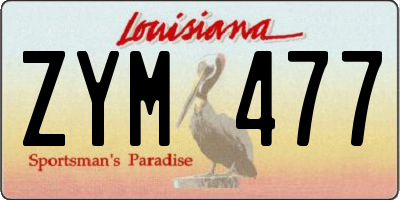 LA license plate ZYM477