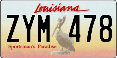 LA license plate ZYM478