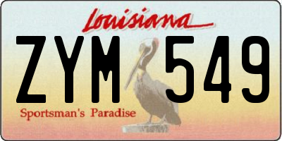 LA license plate ZYM549