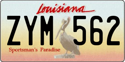 LA license plate ZYM562