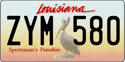 LA license plate ZYM580