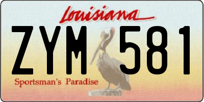 LA license plate ZYM581