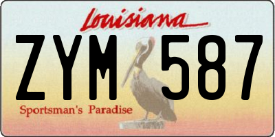 LA license plate ZYM587