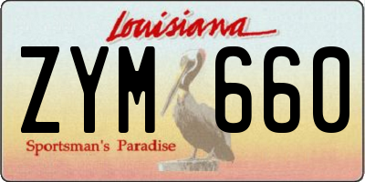 LA license plate ZYM660
