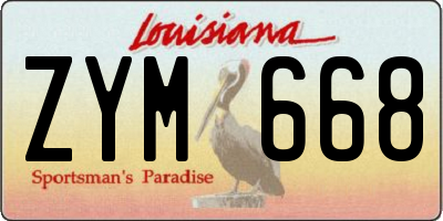 LA license plate ZYM668