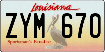 LA license plate ZYM670