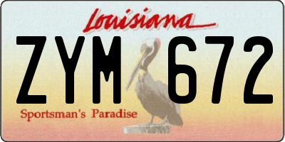 LA license plate ZYM672