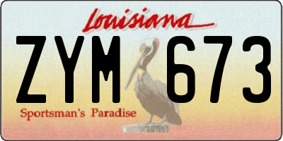 LA license plate ZYM673