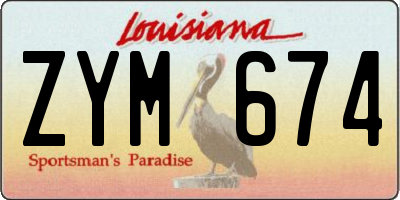 LA license plate ZYM674