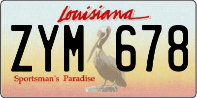 LA license plate ZYM678