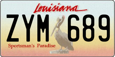 LA license plate ZYM689