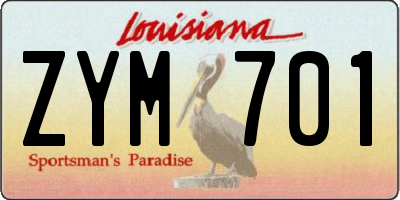 LA license plate ZYM701