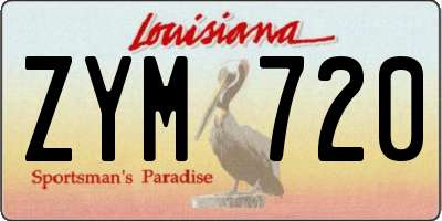 LA license plate ZYM720