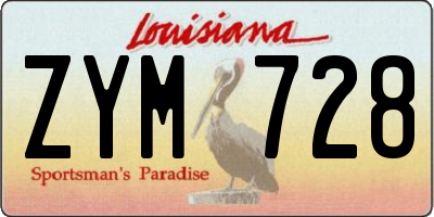 LA license plate ZYM728