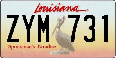 LA license plate ZYM731