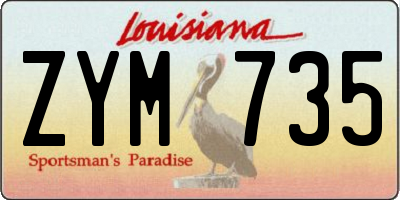 LA license plate ZYM735