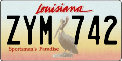 LA license plate ZYM742