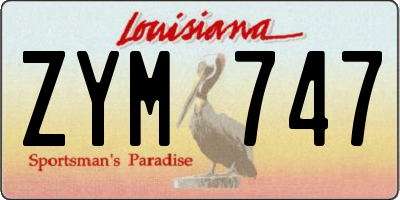 LA license plate ZYM747