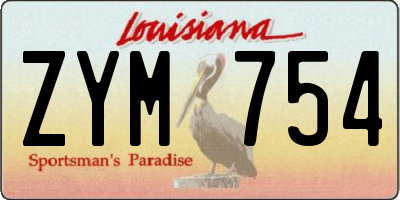 LA license plate ZYM754