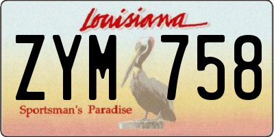 LA license plate ZYM758