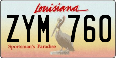LA license plate ZYM760