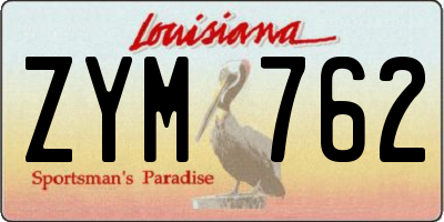 LA license plate ZYM762