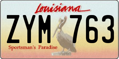 LA license plate ZYM763