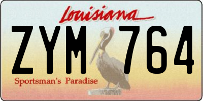 LA license plate ZYM764