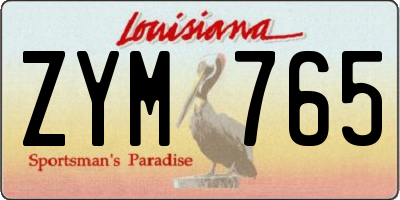 LA license plate ZYM765