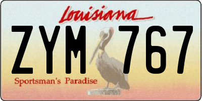 LA license plate ZYM767