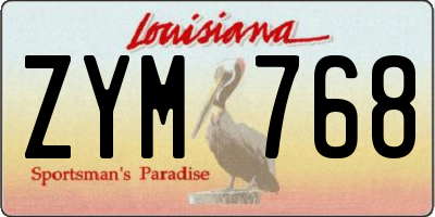 LA license plate ZYM768