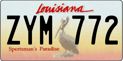 LA license plate ZYM772