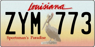 LA license plate ZYM773