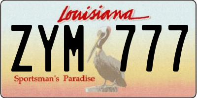 LA license plate ZYM777