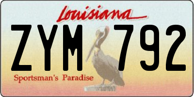 LA license plate ZYM792