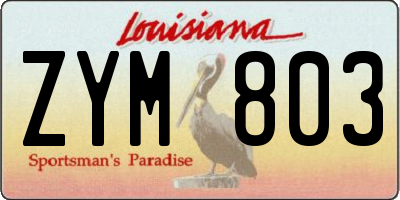 LA license plate ZYM803