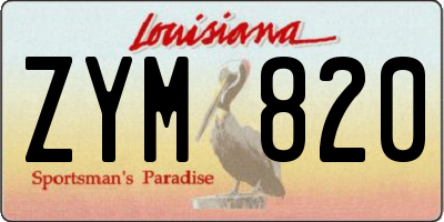 LA license plate ZYM820