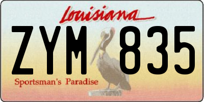 LA license plate ZYM835