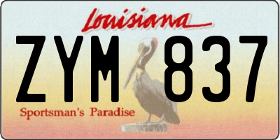 LA license plate ZYM837