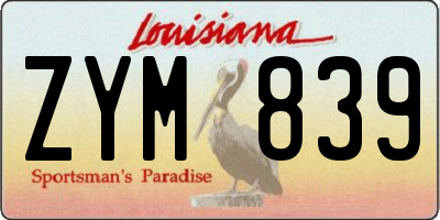 LA license plate ZYM839