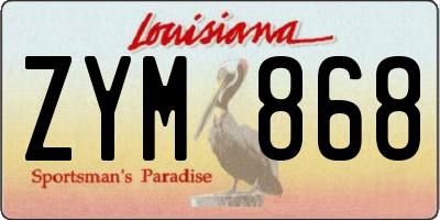 LA license plate ZYM868